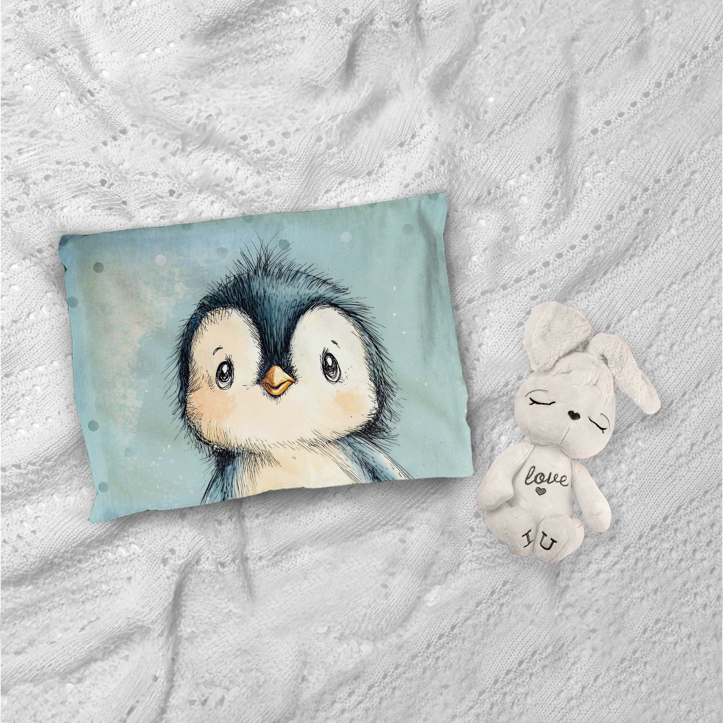 Mint Green Baby Animal Penquin Cot Set