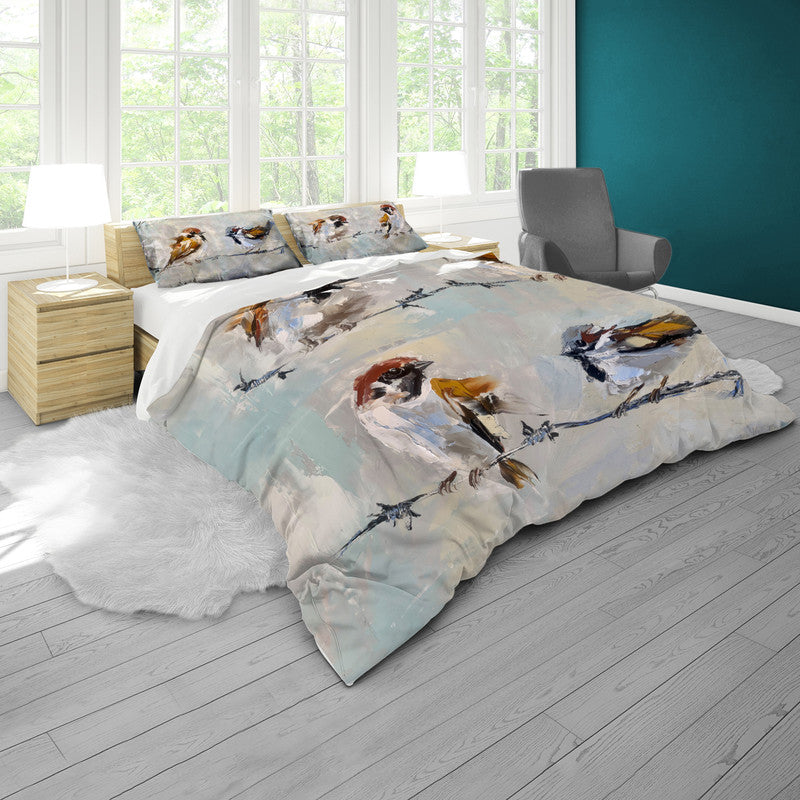 Mixed Sparrow Profile By Juanette Menderoi Duvet Cover Set