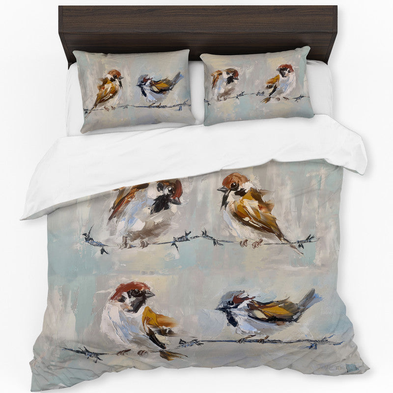 Mixed Sparrow Profile By Juanette Menderoi Duvet Cover Set