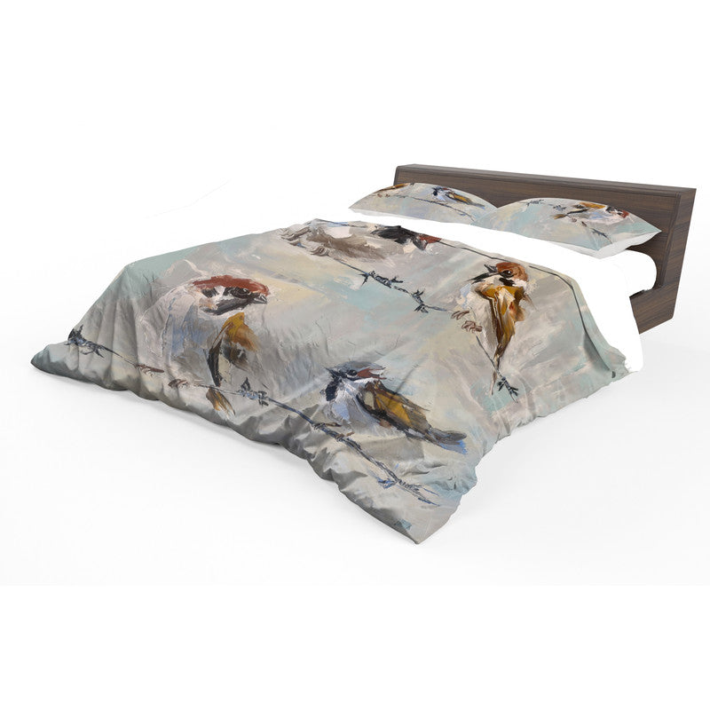 Mixed Sparrow Profile By Juanette Menderoi Duvet Cover Set