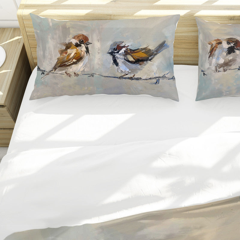 Mixed Sparrow Profile By Juanette Menderoi Duvet Cover Set