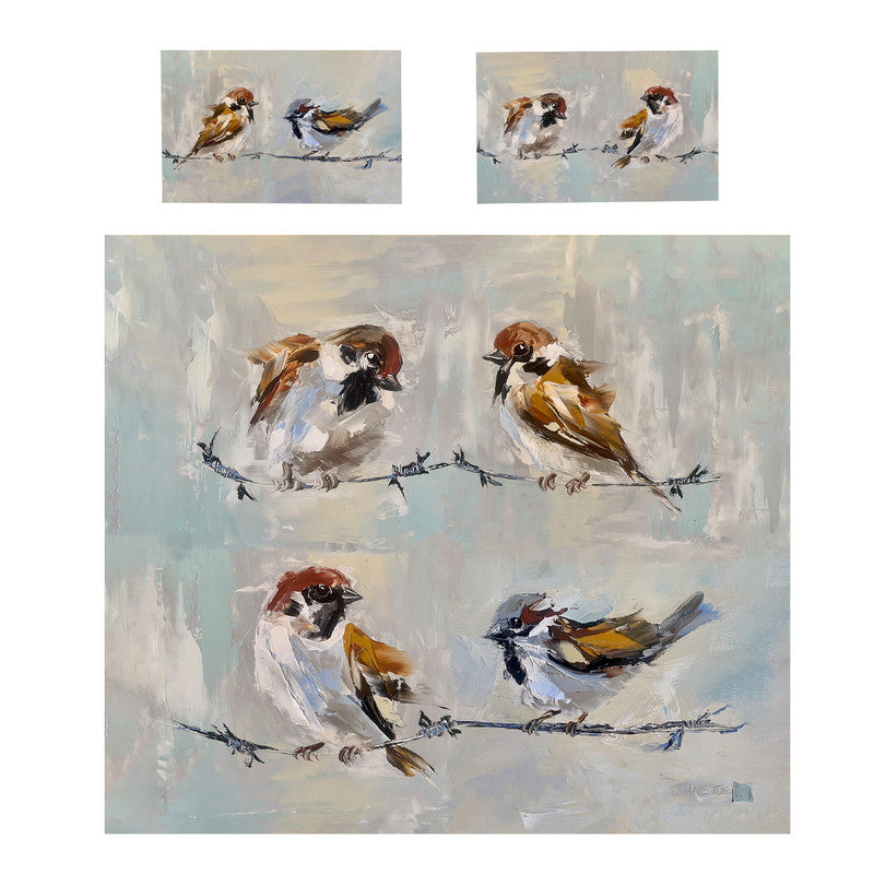 Mixed Sparrow Profile By Juanette Menderoi Duvet Cover Set