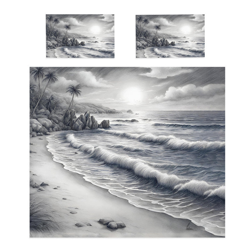 Monochrome Tides Duvet Cover Set by Nathan Pieterse