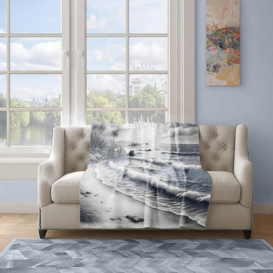 Monochrome Tides Light Weight Fleece Blanket by Nathan Pieterse