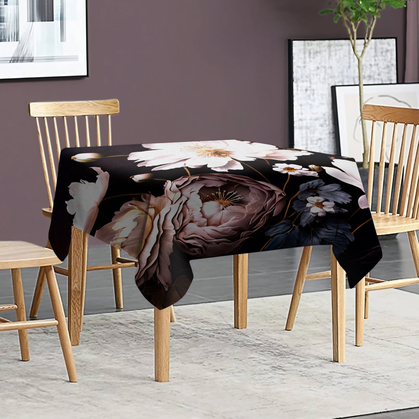 Late Afternoon Flowers Square Tablecloth