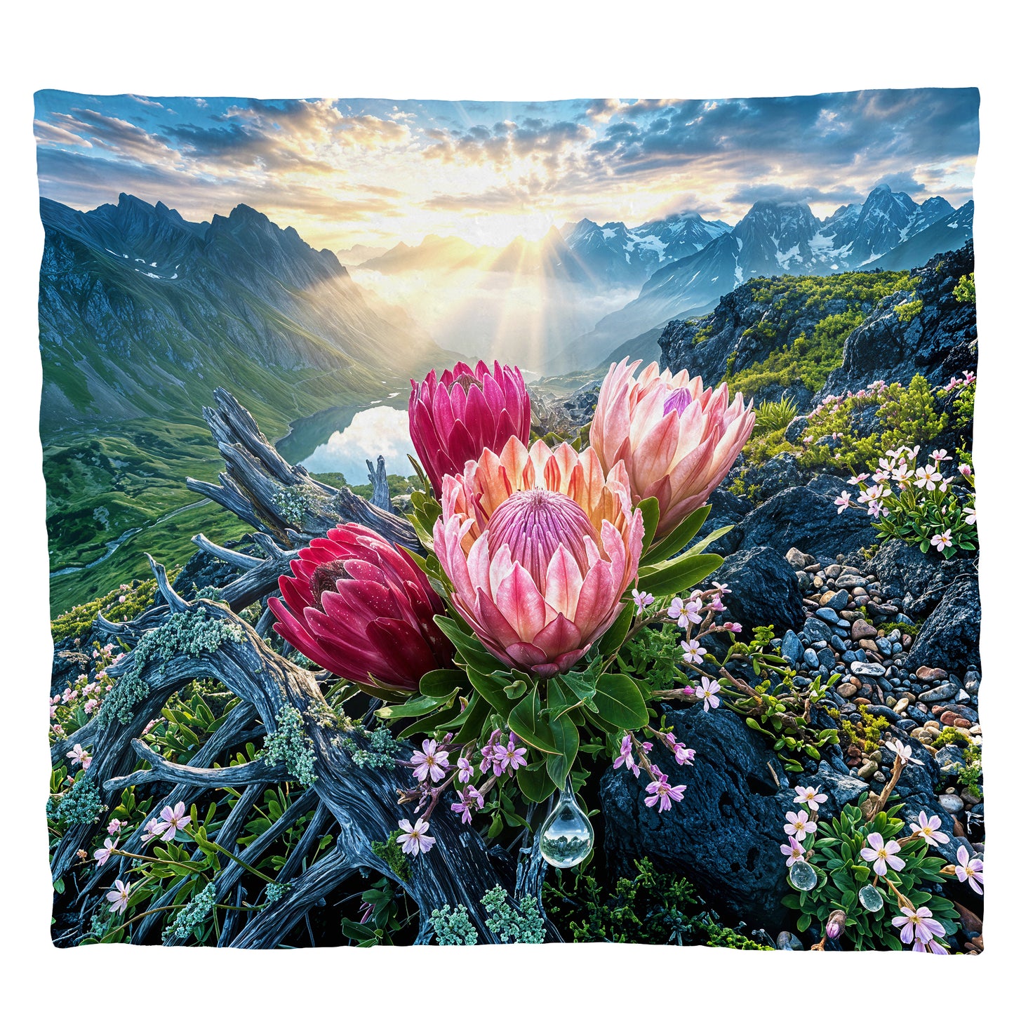 Mountain Proteas Light Weight Fleece Blanket