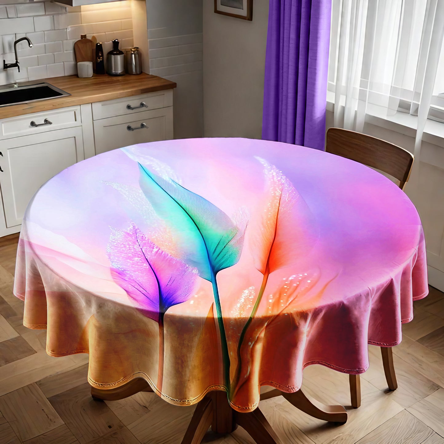 Mystic Feathers Round Tablecloth