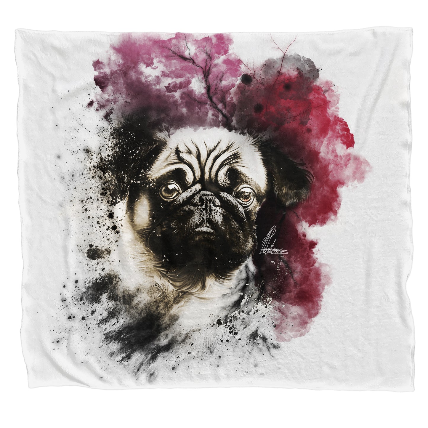 Pug Light Weight Fleece Blanket By Nathan Pieterse