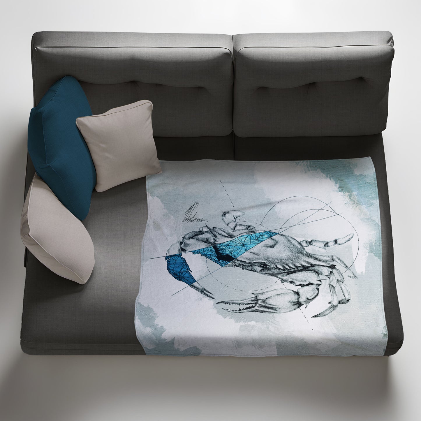 Crabby Cancer Crab Light Weight Fleece Blanket by Nathan Pieterse