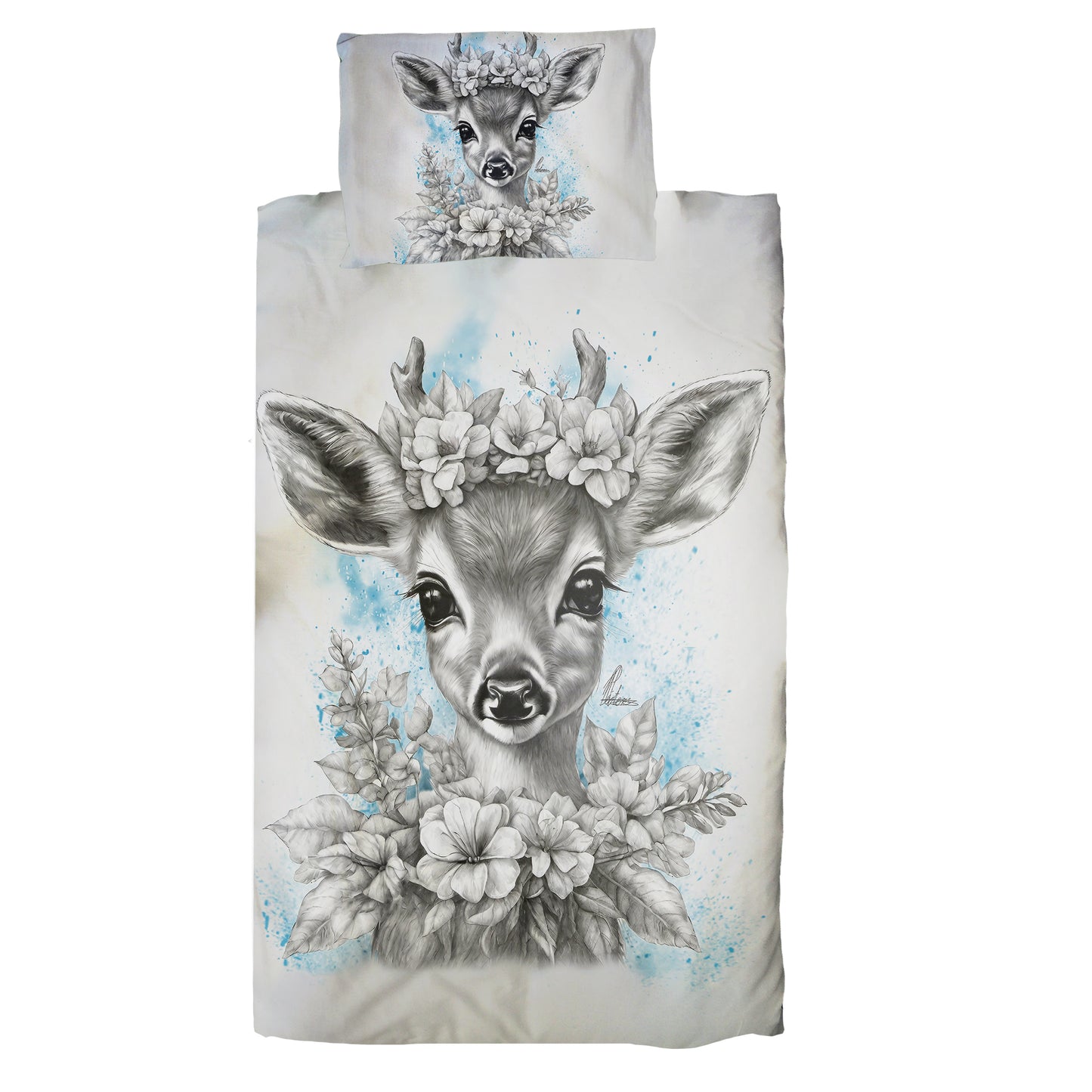 Blue Baby Deer Cot Duvet Set By Nathan Pieterse