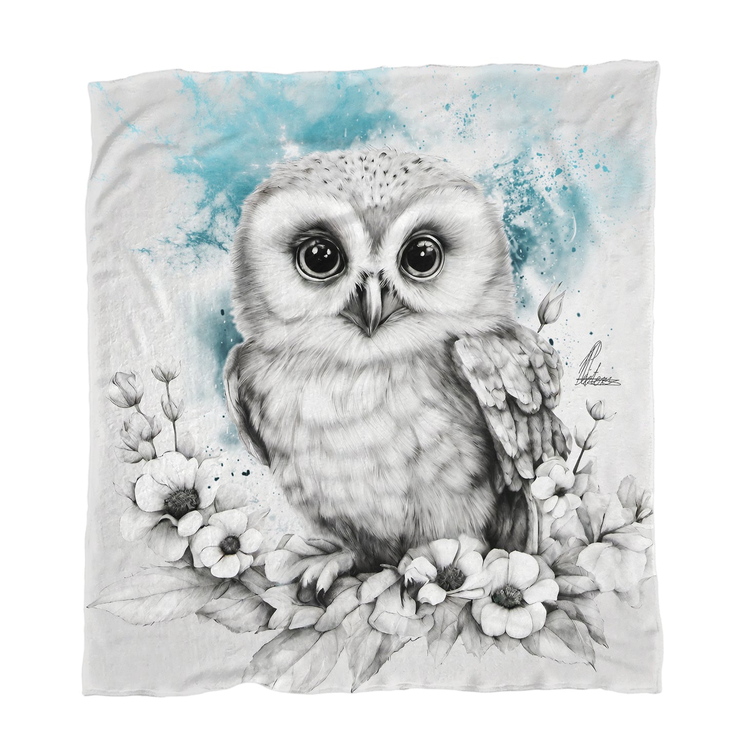 Blue Baby Owl Minky Blanket By Nathan Pieterse
