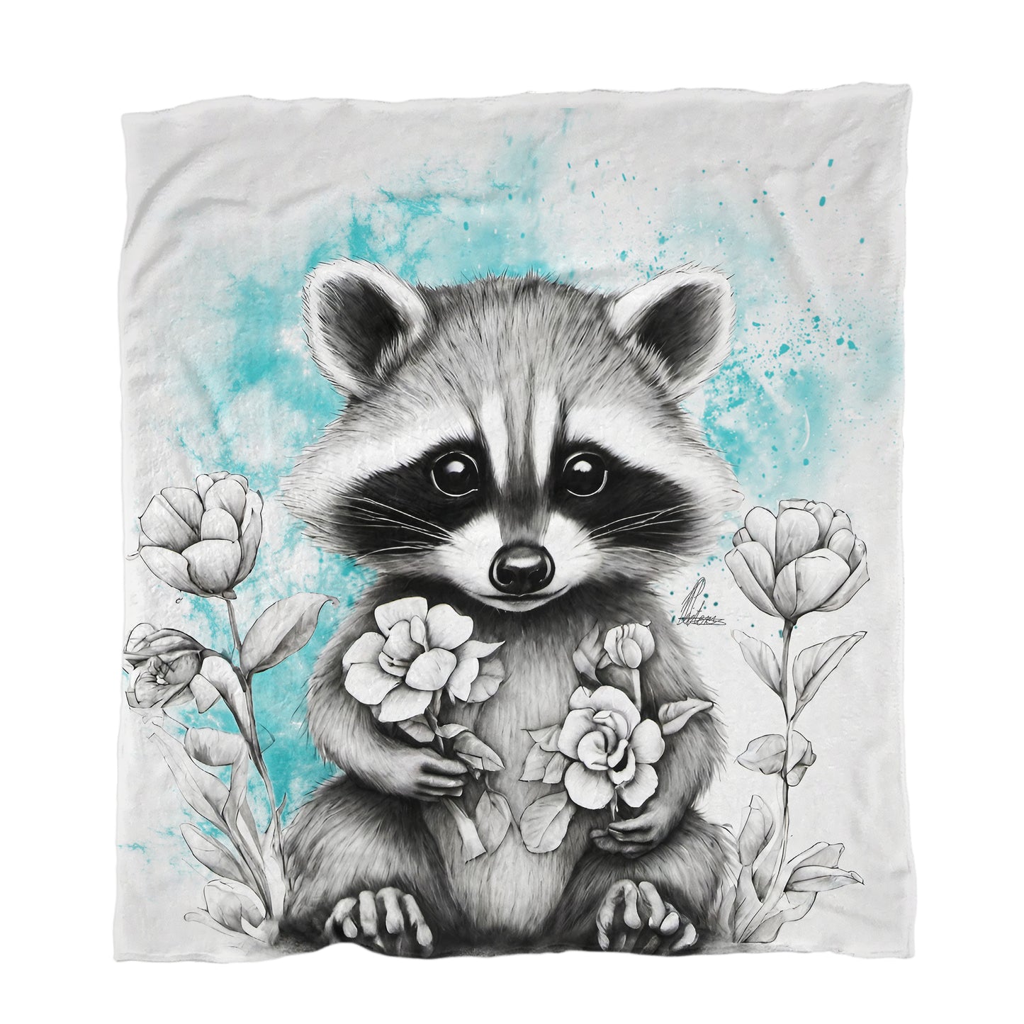 Blue Baby Racoon Minky Blanket By Nathan Pieterse