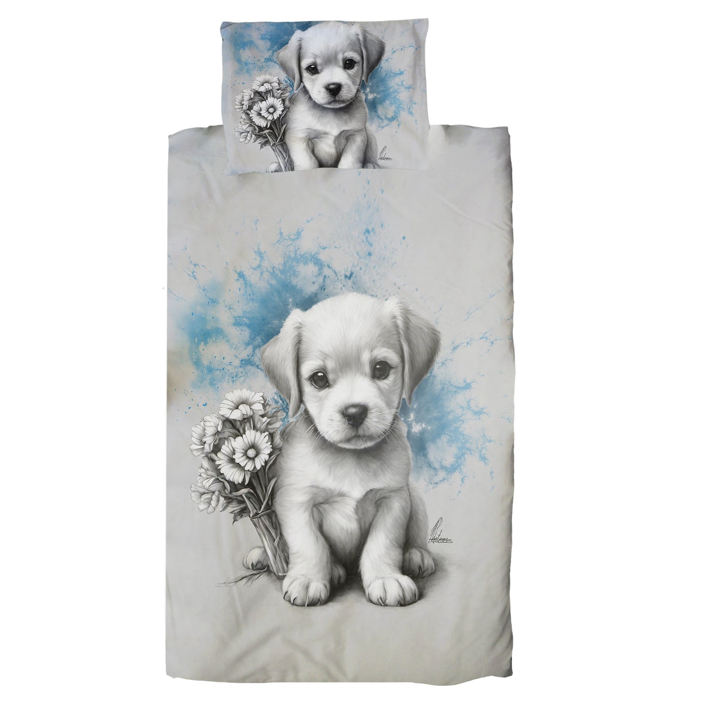 Blue Puppy Cot Duvet Set By Nathan Pieterse