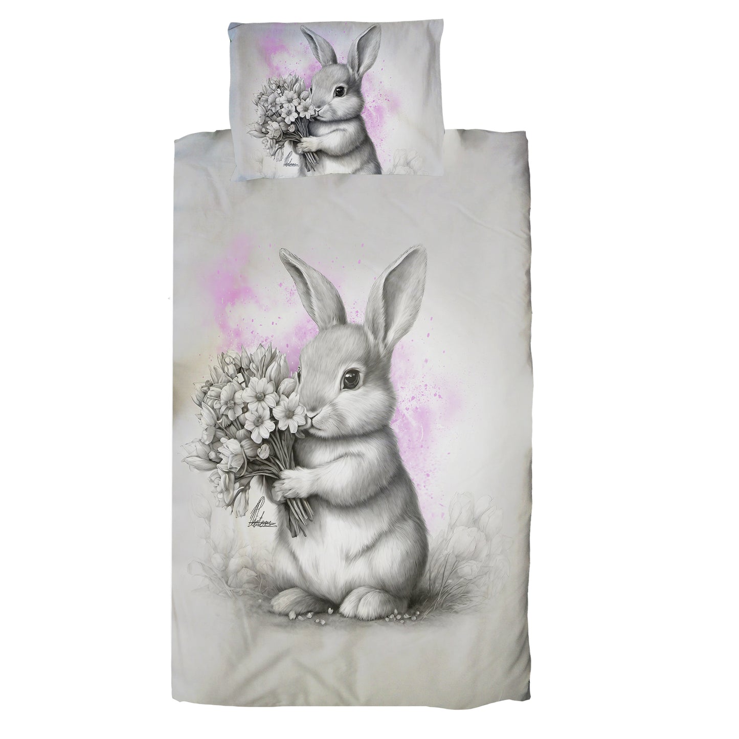Pink Baby Bunny Cot Duvet Set By Nathan Pieterse