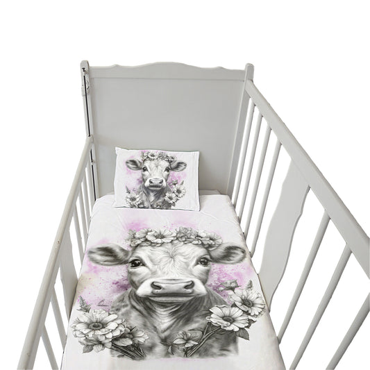 Pink Cow Calf Cot Duvet Set By Nathan Pieterse