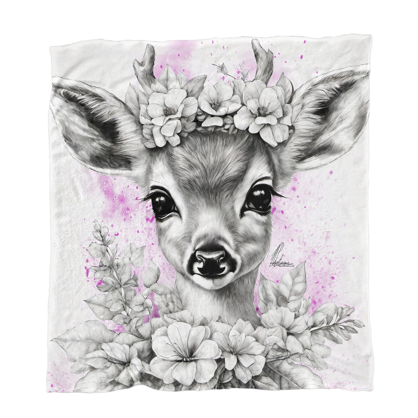 Pink Baby Deer Minky Blanket By Nathan Pieterse