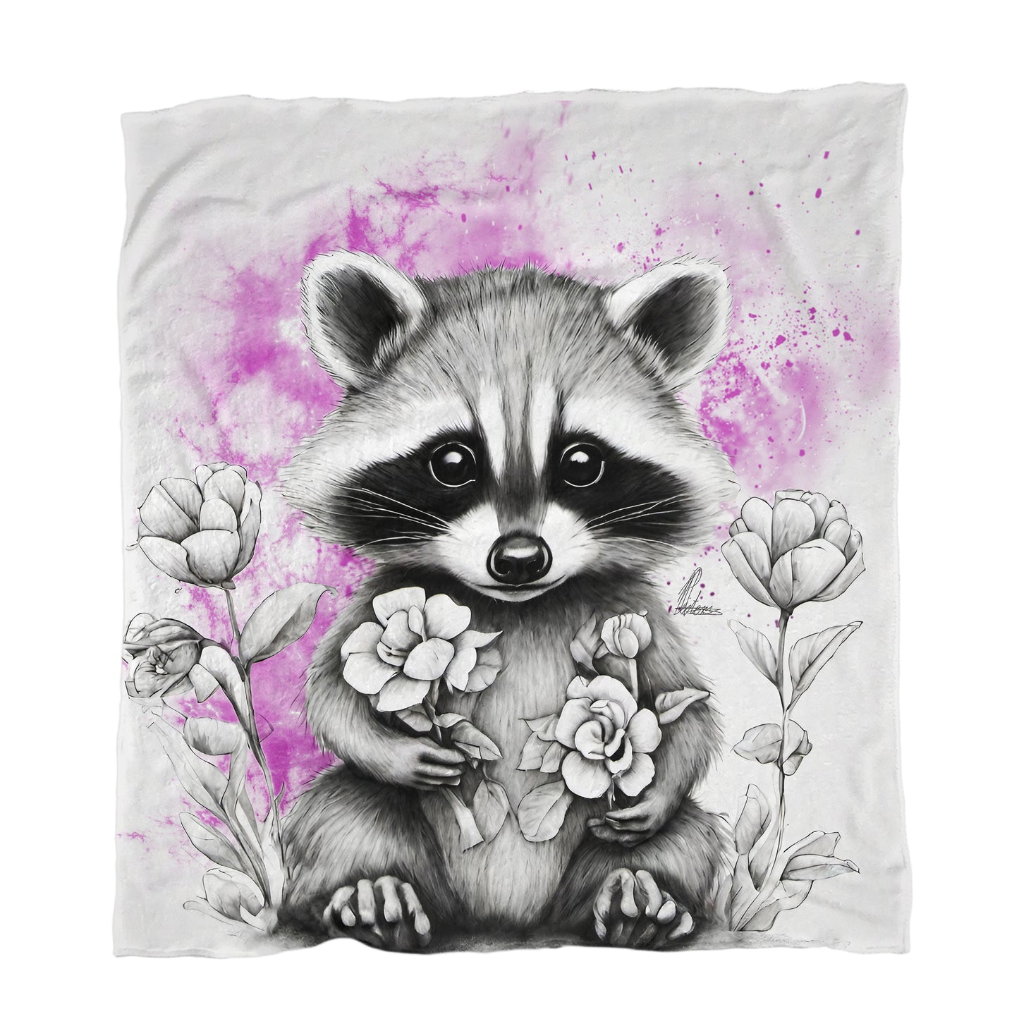 Pink Baby Racoon Minky Blanket By Nathan Pieterse