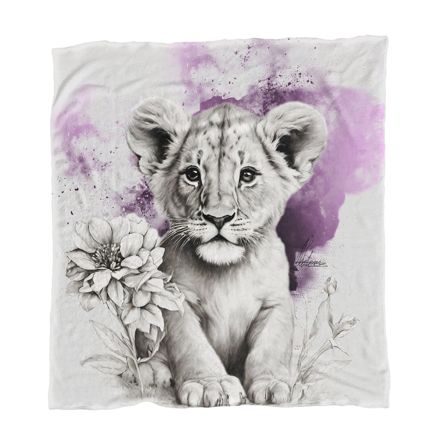 Pink Lion Cub Minky Blanket By Nathan Pieterse