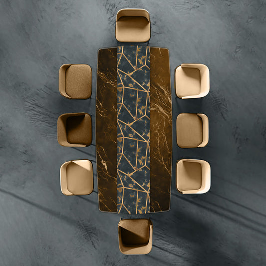 Navy Marble Abstract Table Runner