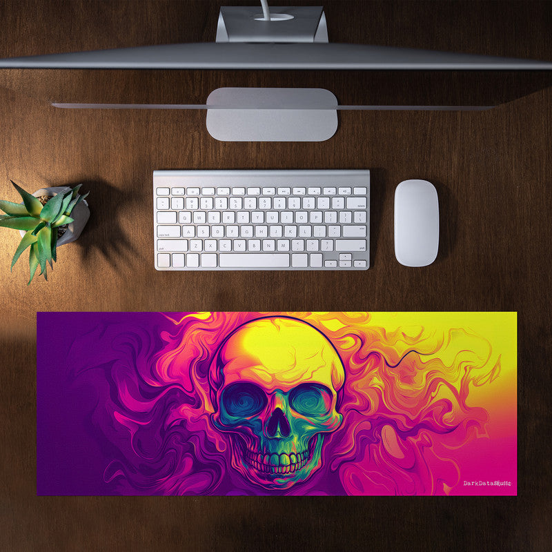 Neon 70s Trippy DMT Skul Desk Pad by Wikus Schalkwyk