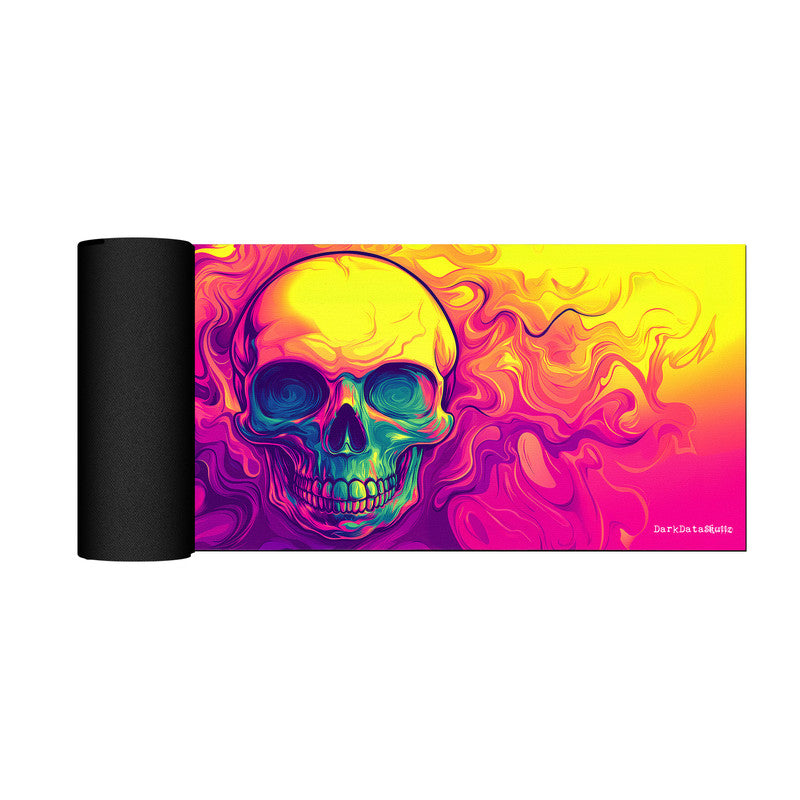 Neon 70s Trippy DMT Skul Desk Pad by Wikus Schalkwyk