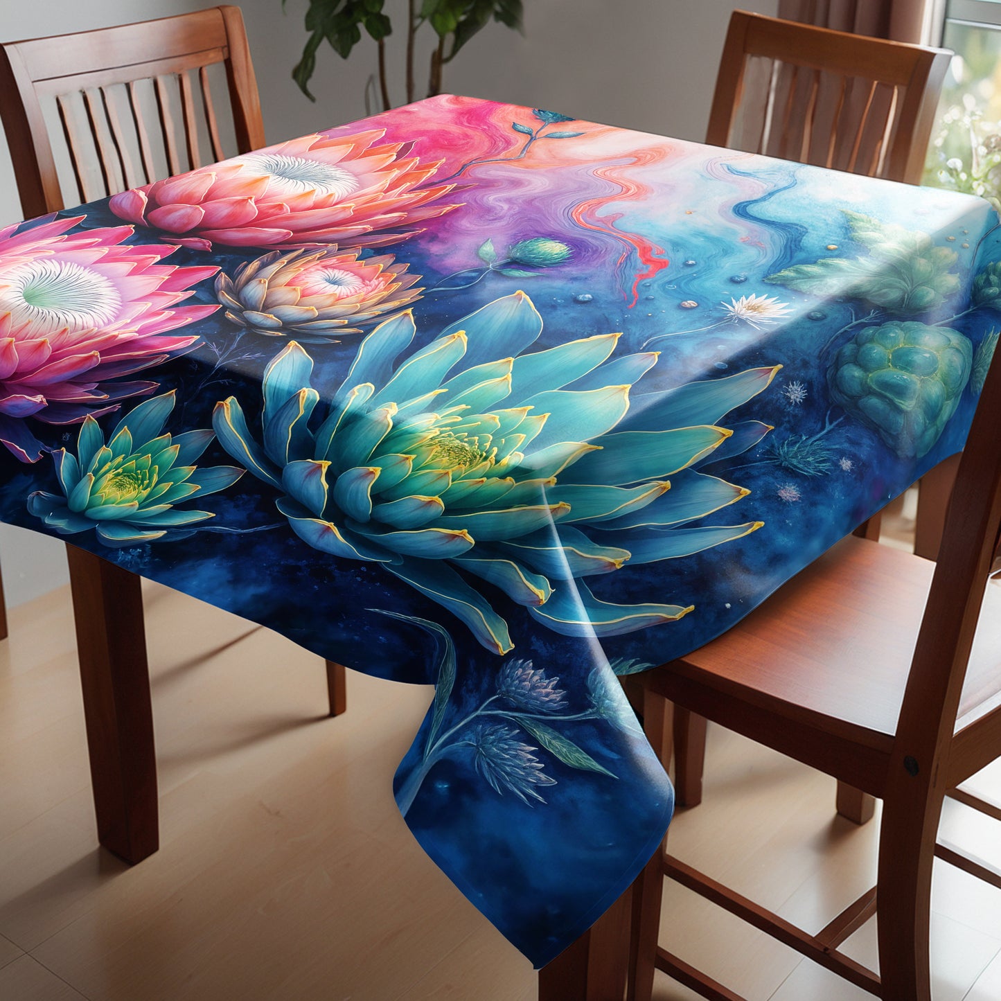 Neon Botanica Square Tablecloth