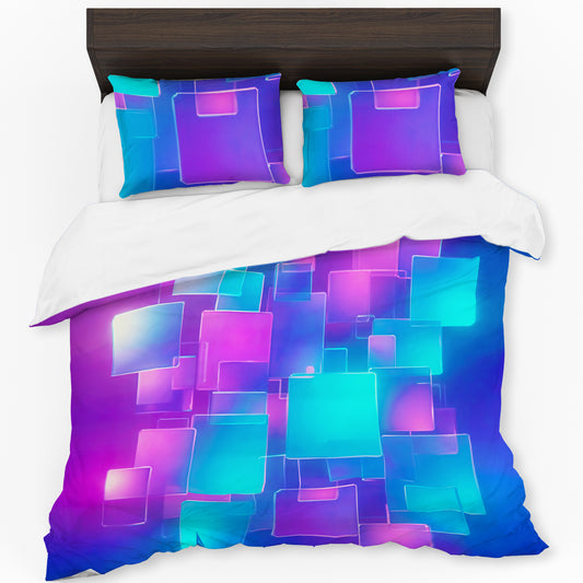 Neon Cubism Duvet Cover Set
