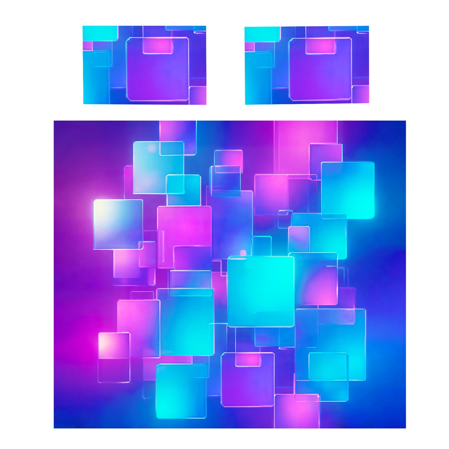Neon Cubism Duvet Cover Set