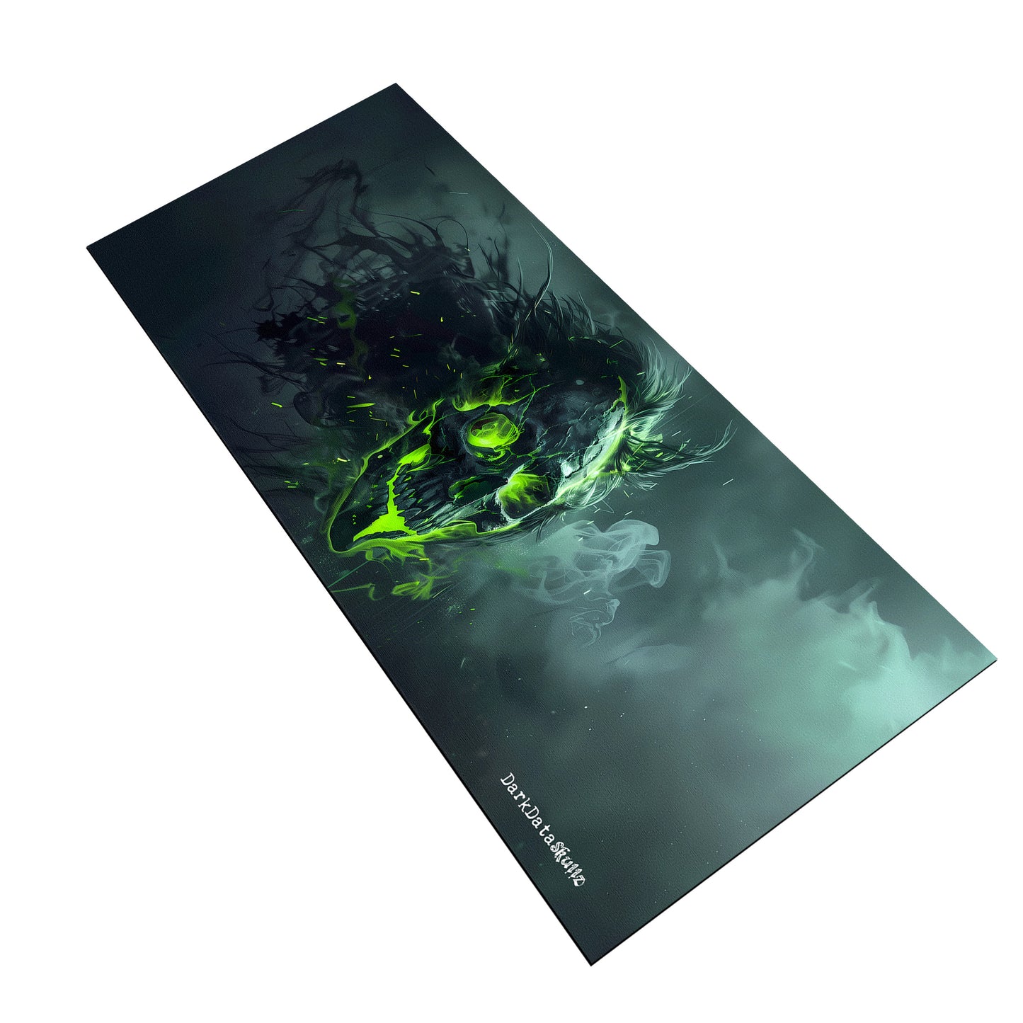 Neon Gamer Skull Smoke by Wikus Schalkwyk Large Desk Pad