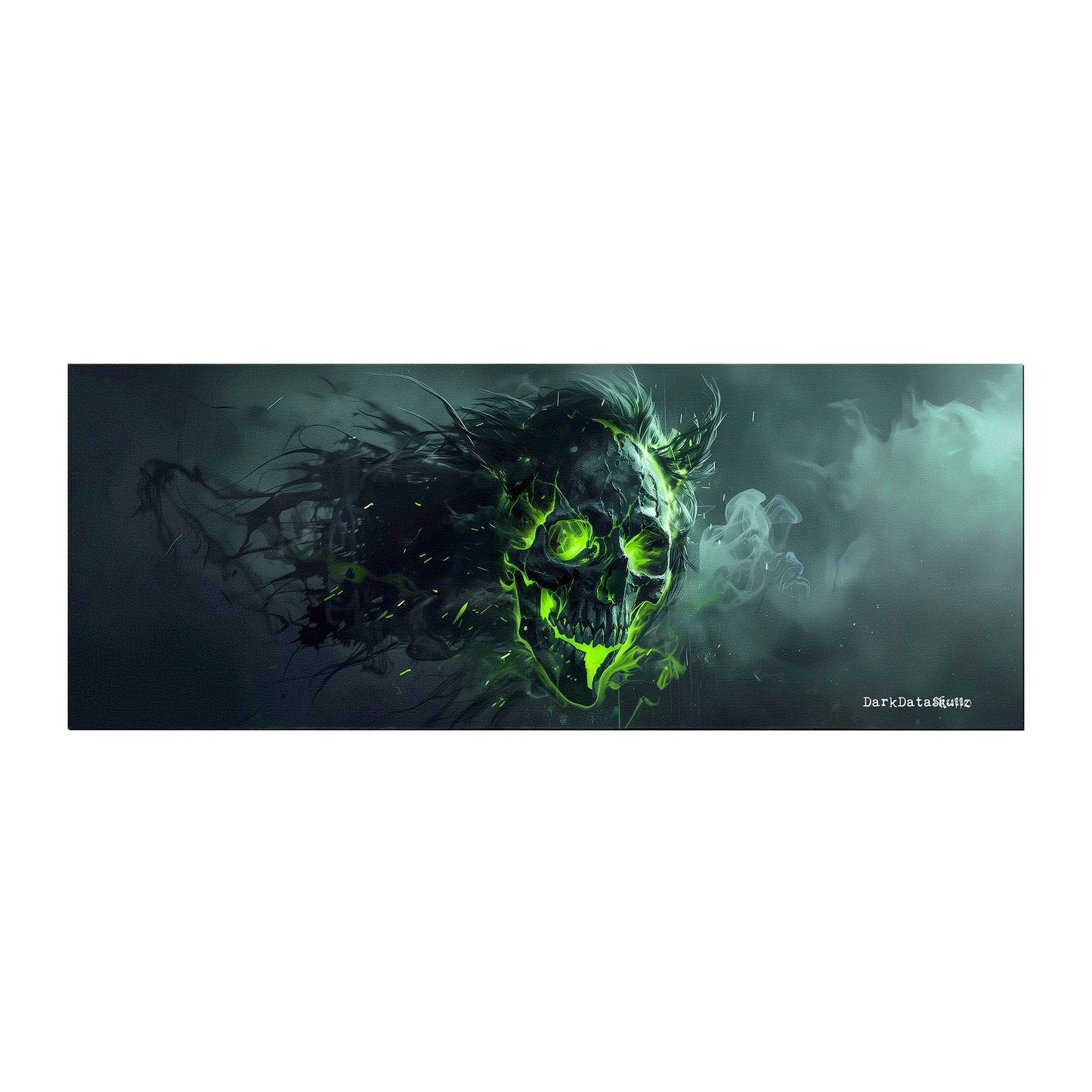 Neon Gamer Skull Smoke by Wikus Schalkwyk Large Desk Pad