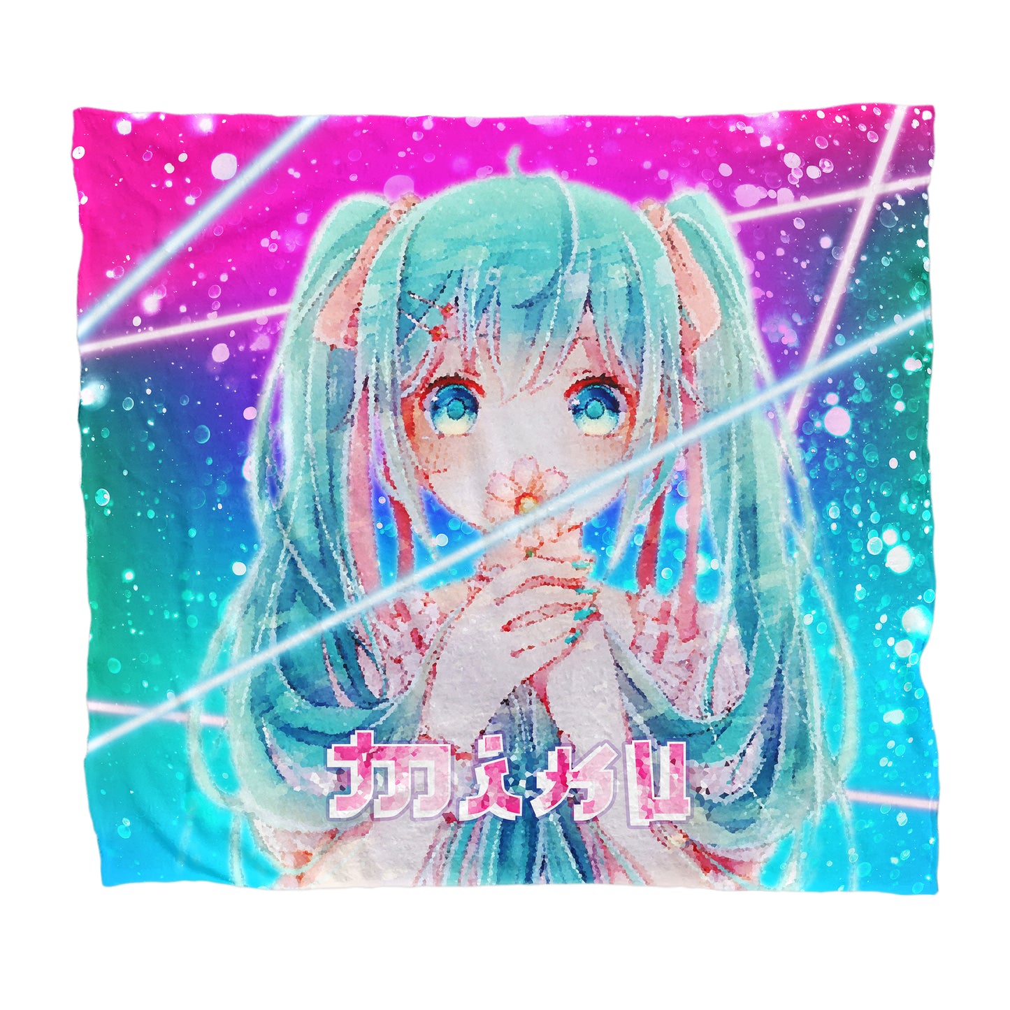 Neon Miku Light Weight Fleece Blanket