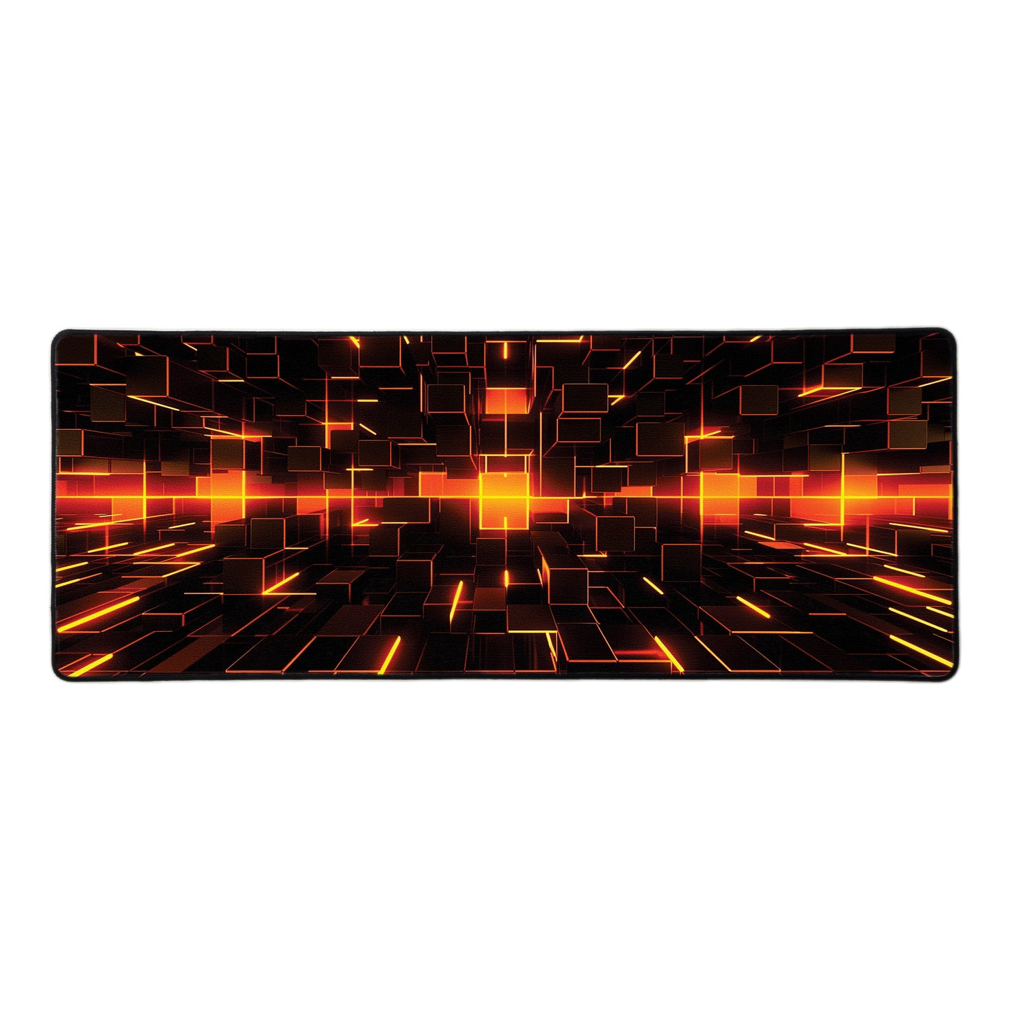 Neon Orange Grid Large Desk Pad