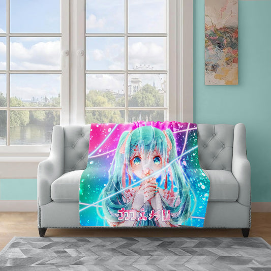 Neon Miku Light Weight Fleece Blanket