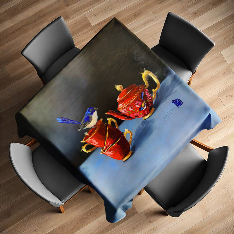 Nestled with Tea Square Tablecloth by Juanette Menderoi