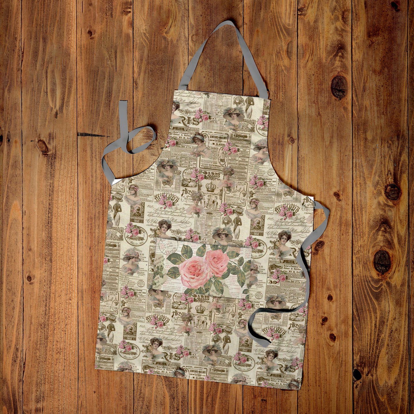 Newspaper Rose Medium Length Apron