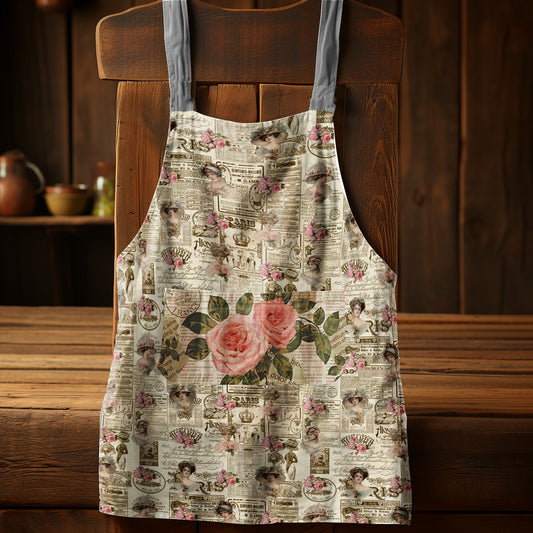 Newspaper Rose Medium Length Apron