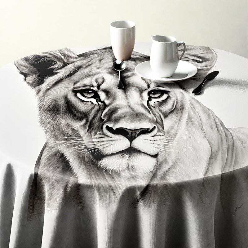 Noble Essence Lioness Round Tablecloth by Nathan Pieterse