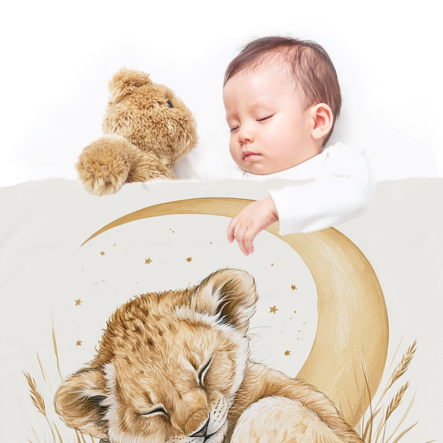 Nursery Sleepy Lion by Baby Fleece Blanket by Wikus Schalkwyk