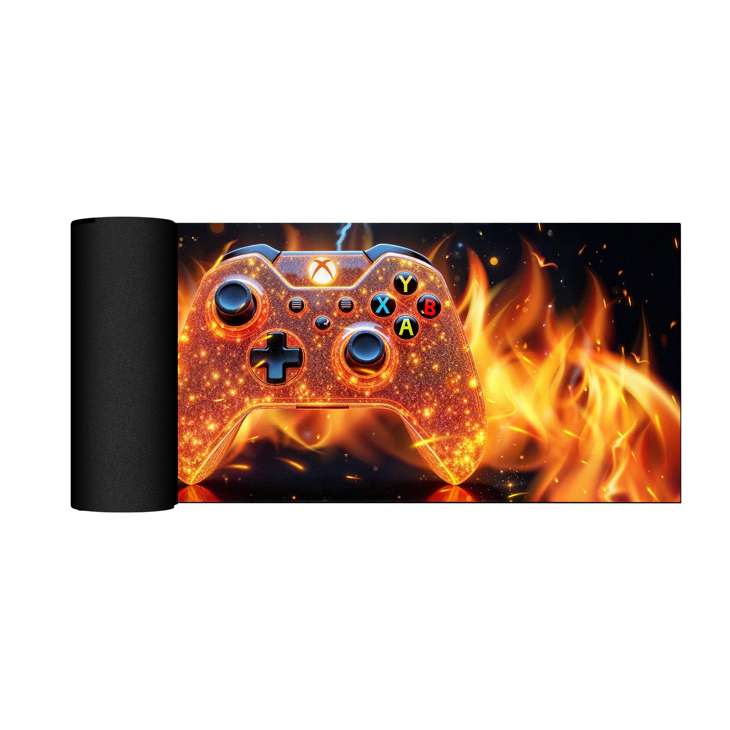 Oarnge Xbox Controller Flames Desk Pad