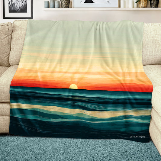 Ocean Sunset Light Weight Fleece Blanket by Wikus Schalkwyk