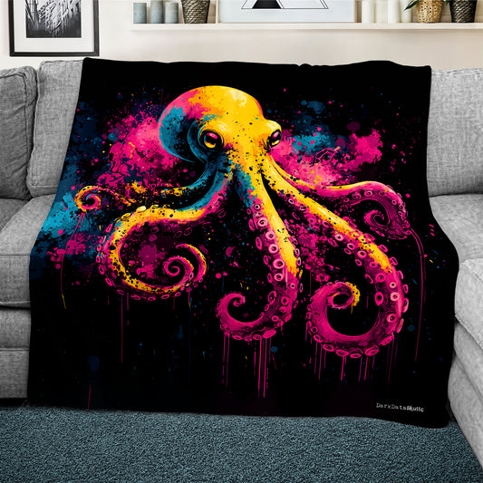 Octopus Light Weight Fleece Blanket by Wikus Schalkwyk
