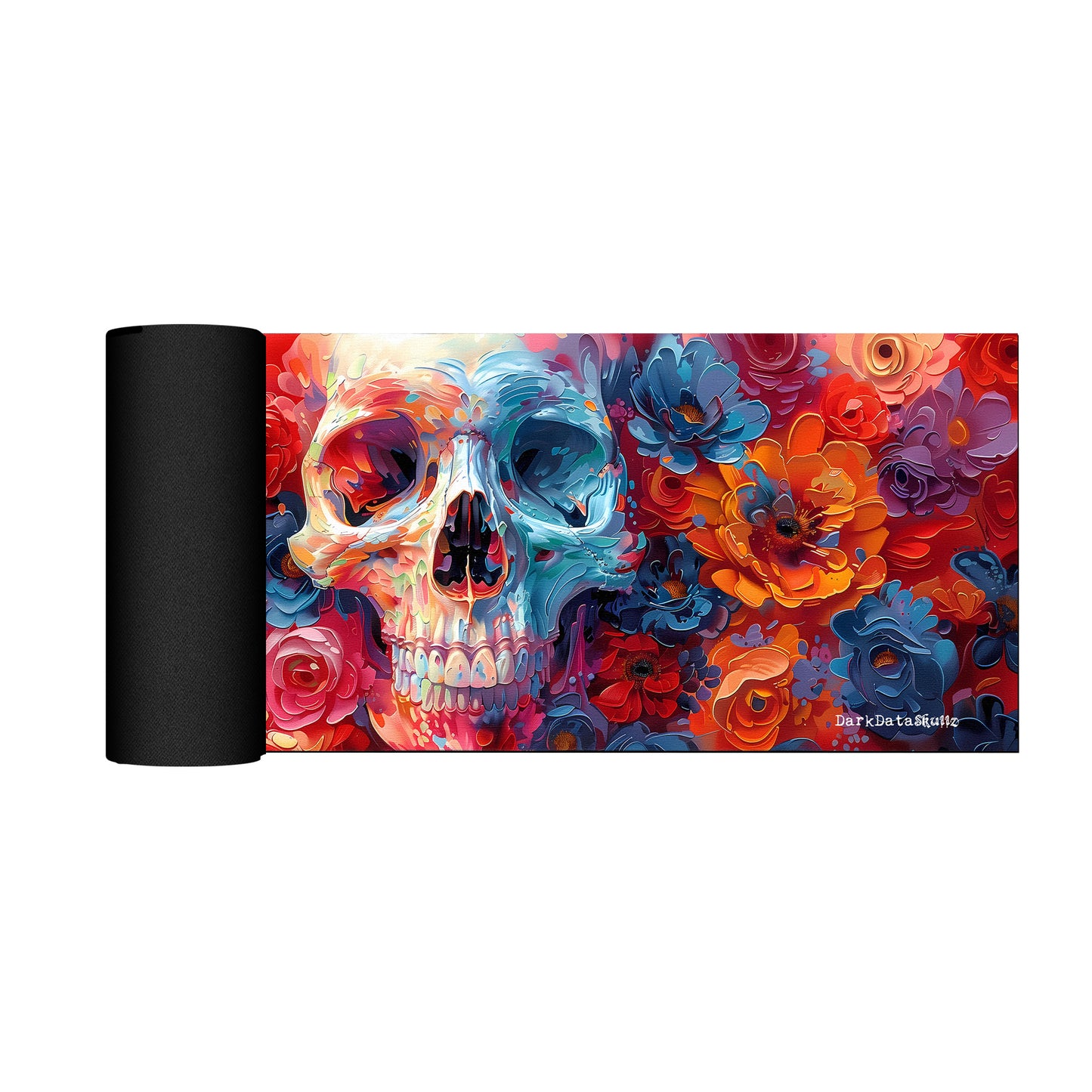 Oil Painted Floral Skull by Wikus Schalkwyk Large Desk Pad