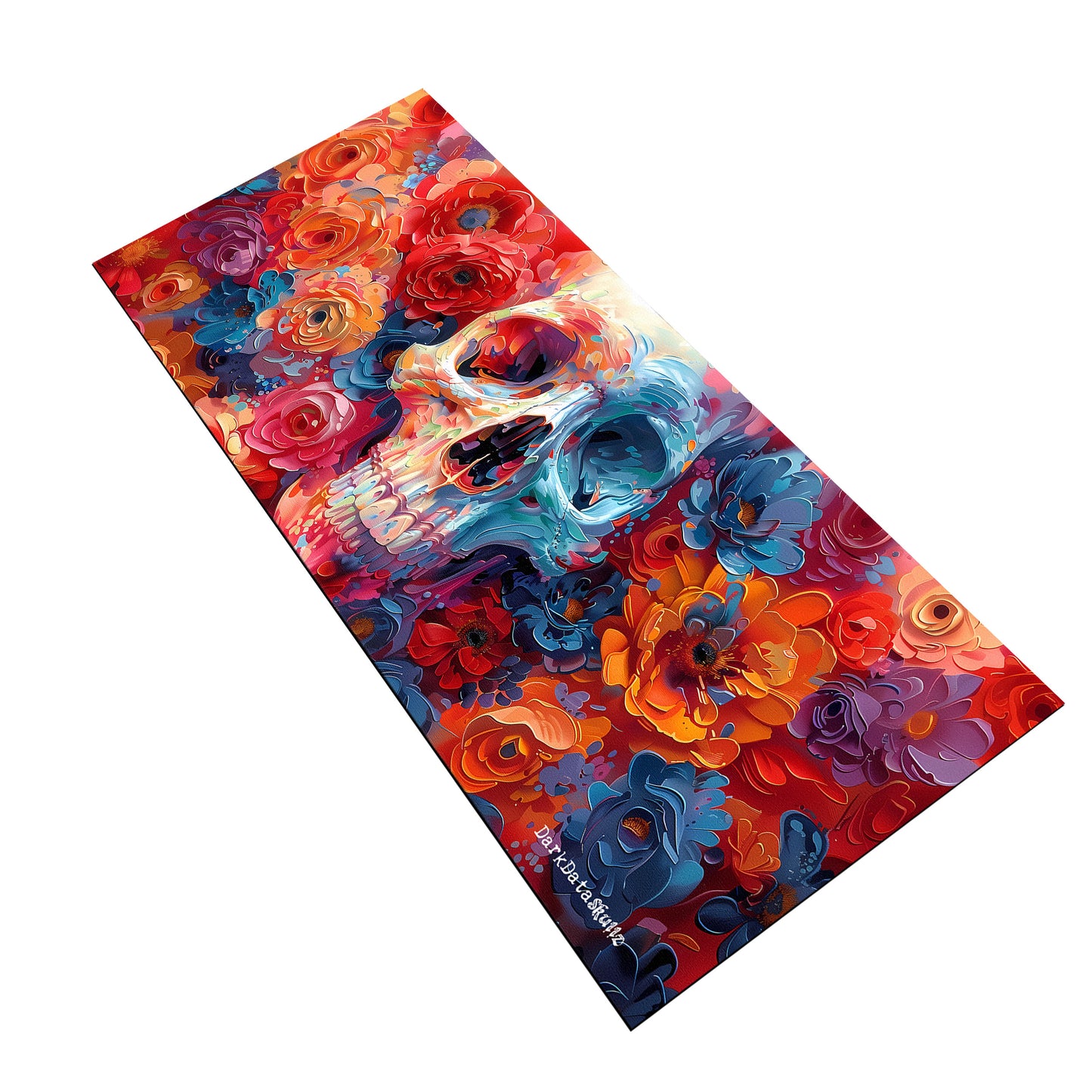 Oil Painted Floral Skull by Wikus Schalkwyk Large Desk Pad