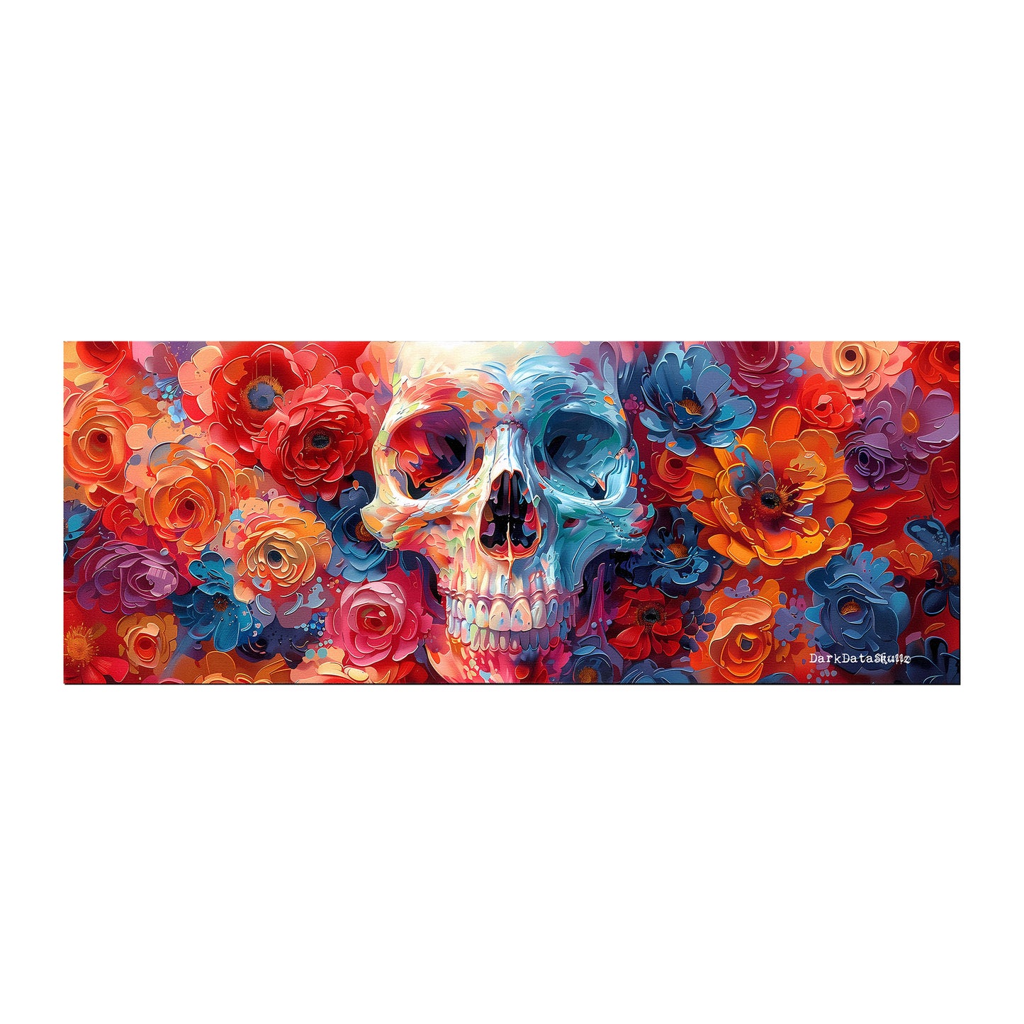 Oil Painted Floral Skull by Wikus Schalkwyk Large Desk Pad