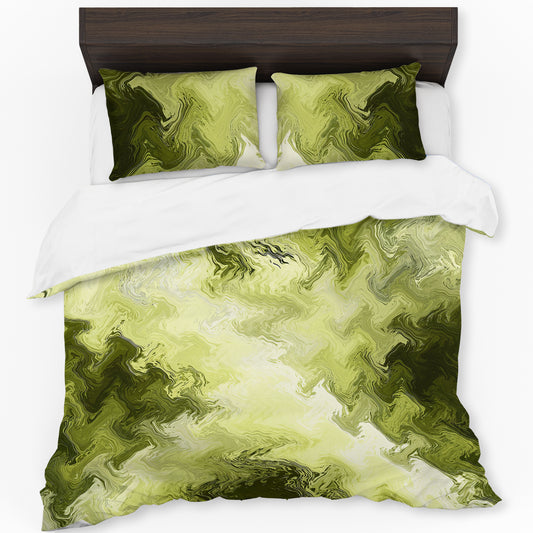 Olive Green Cross Duvet Cover Set