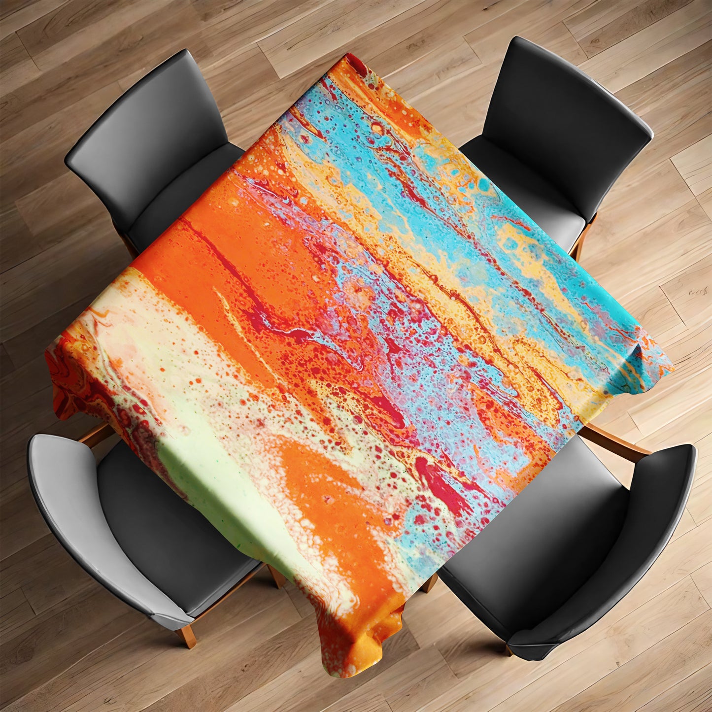 Orange Painted Colour Bloom Square Tablecloth