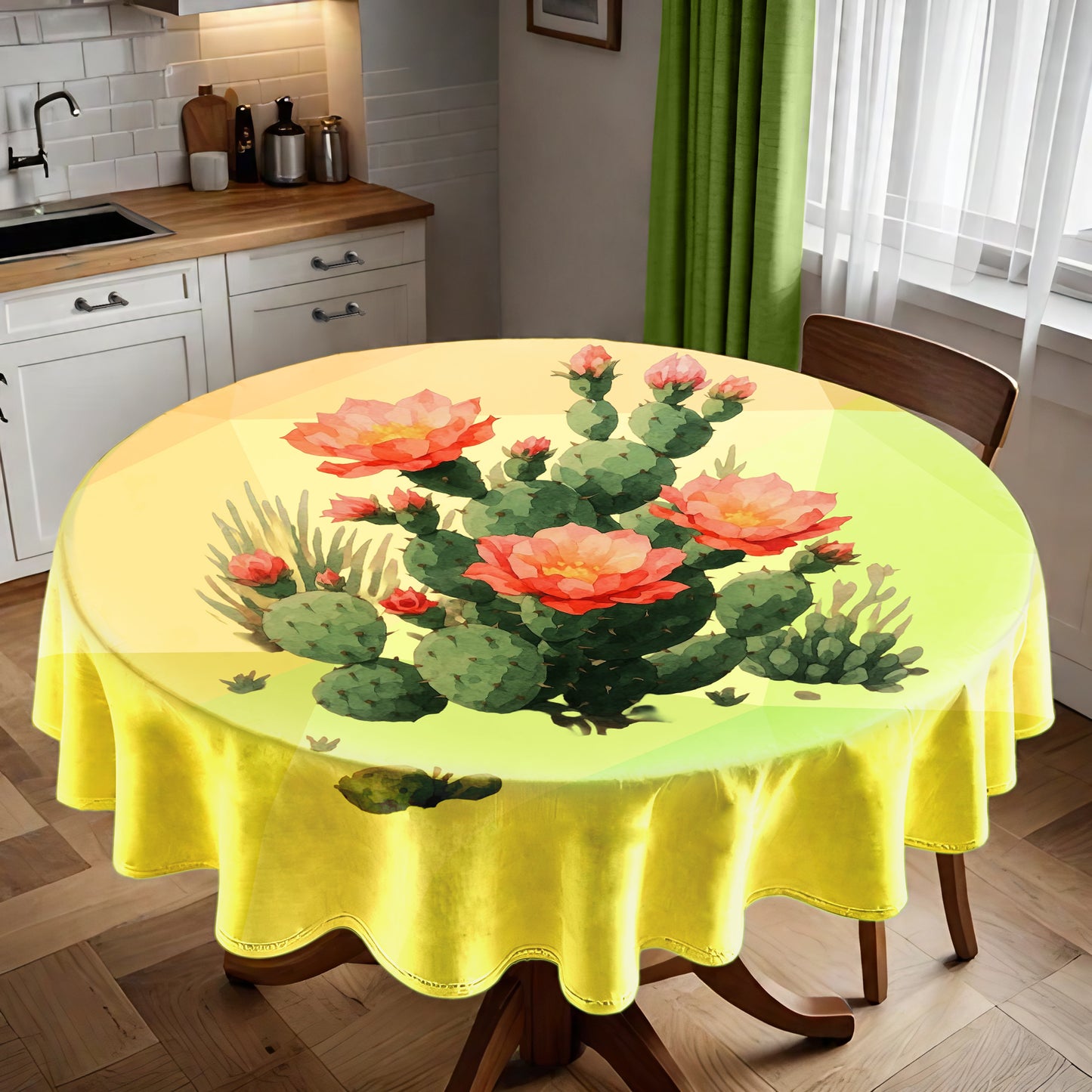 Orange Succulent Round Tablecloth