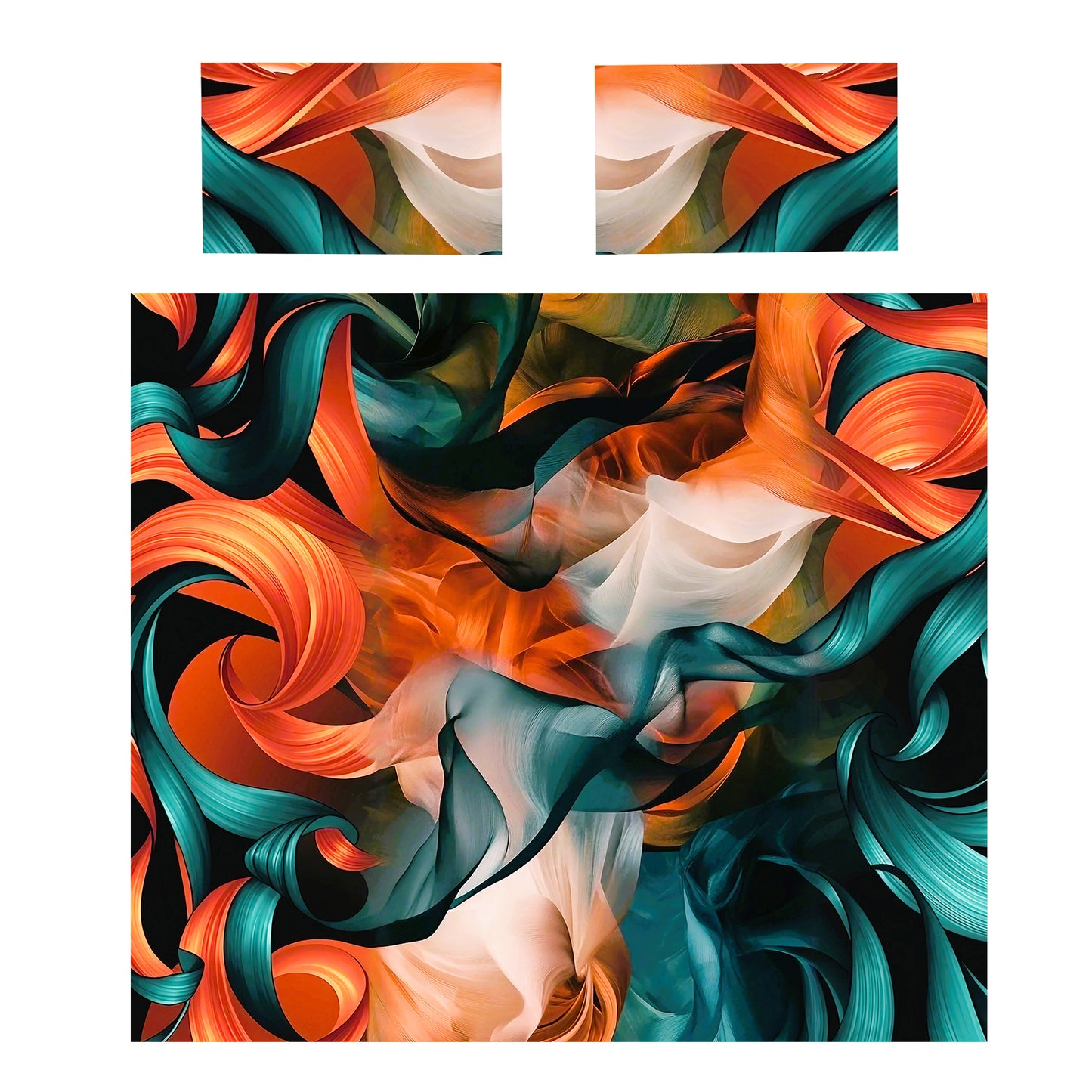 Orange & Green Drapes Duvet Cover Set
