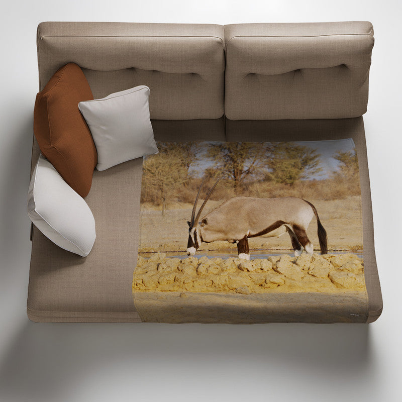 Oryx Bull Light Weight Fleece Blanket by Annette Heymans