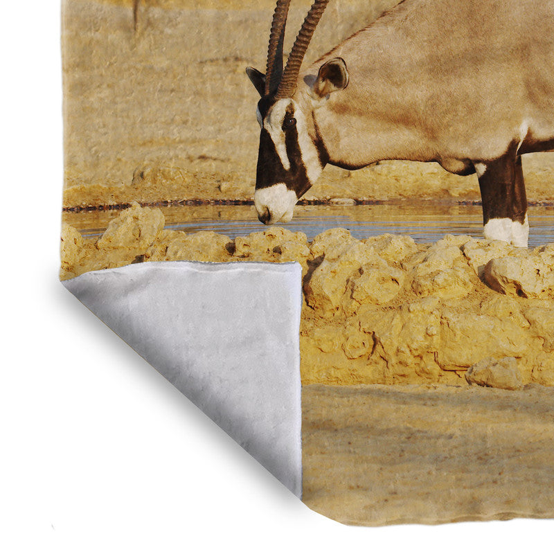 Oryx Bull Light Weight Fleece Blanket by Annette Heymans